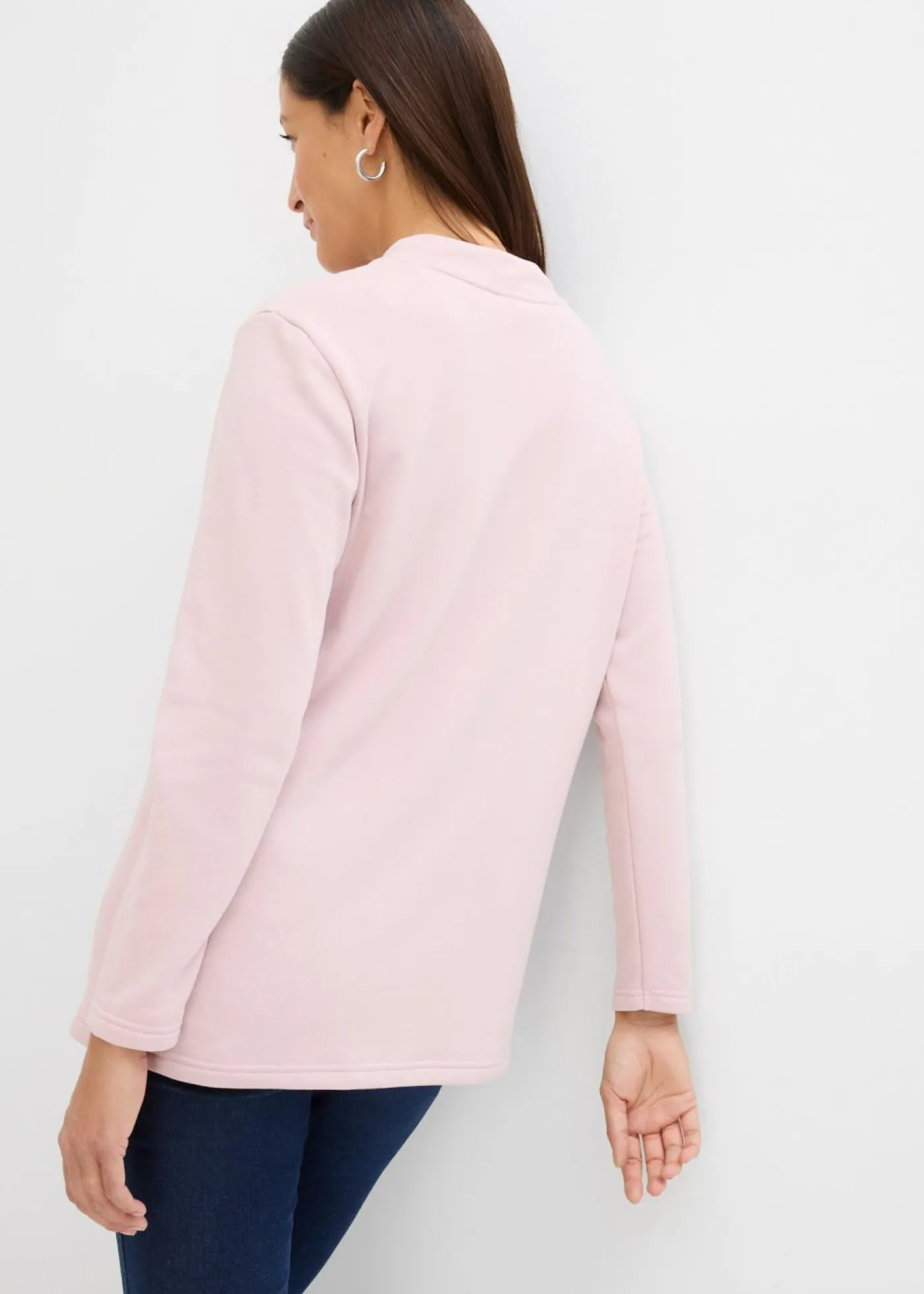 bonprix bonprix Básicos|Ropa Cómoda>Sudadera con abertura Rosa mate