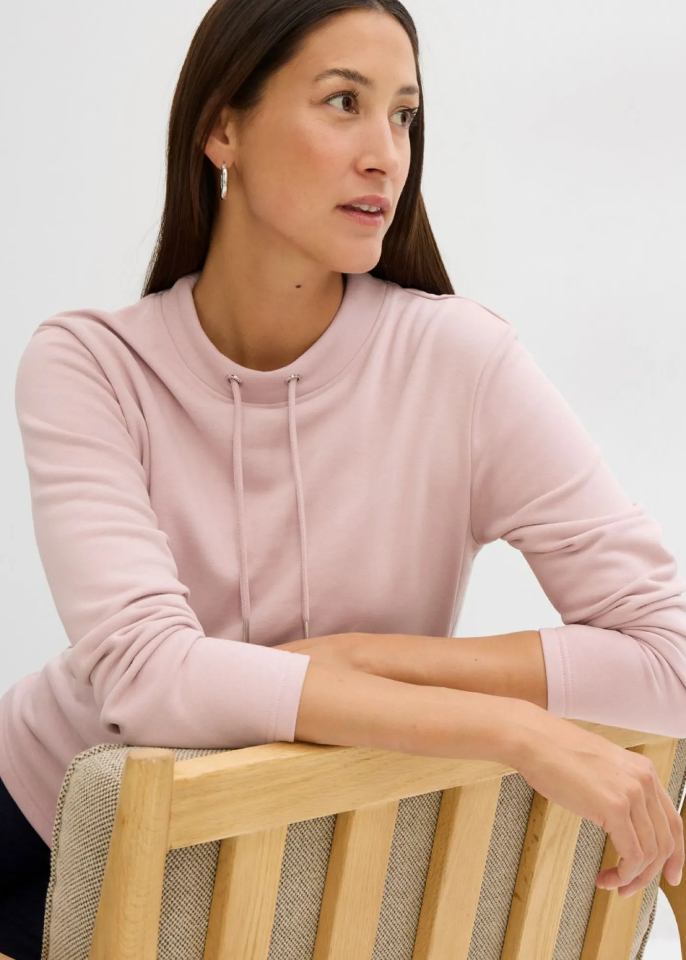 bonprix bonprix Básicos|Ropa Cómoda>Sudadera con abertura Rosa mate