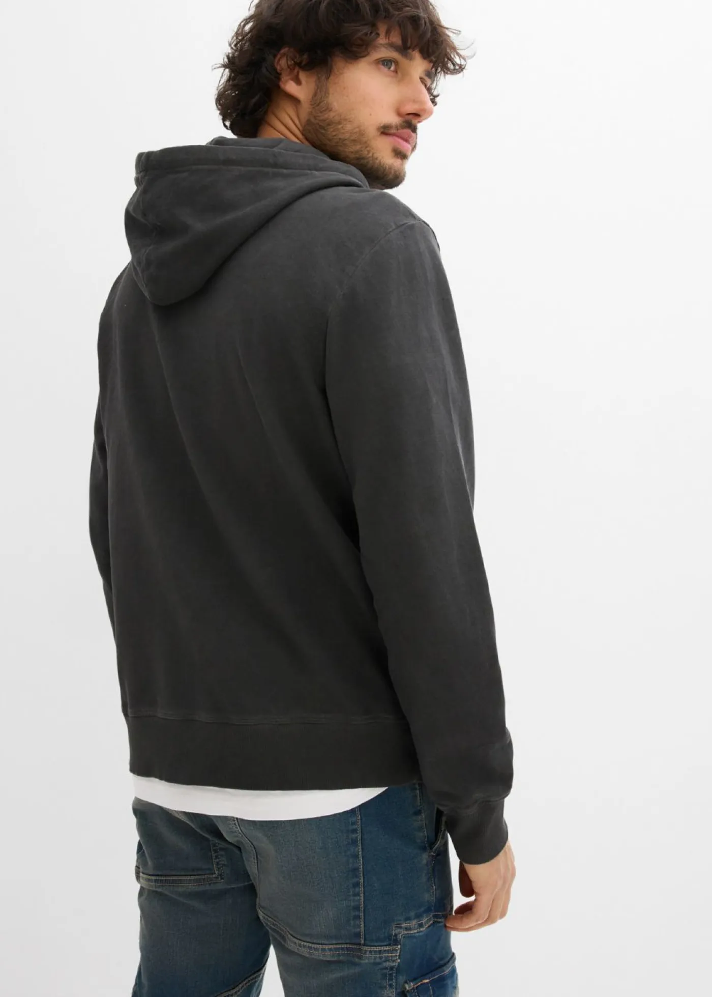 bonprix bonprix Chándals>Sudadera con capucha con efecto desgastado Negro desgastado