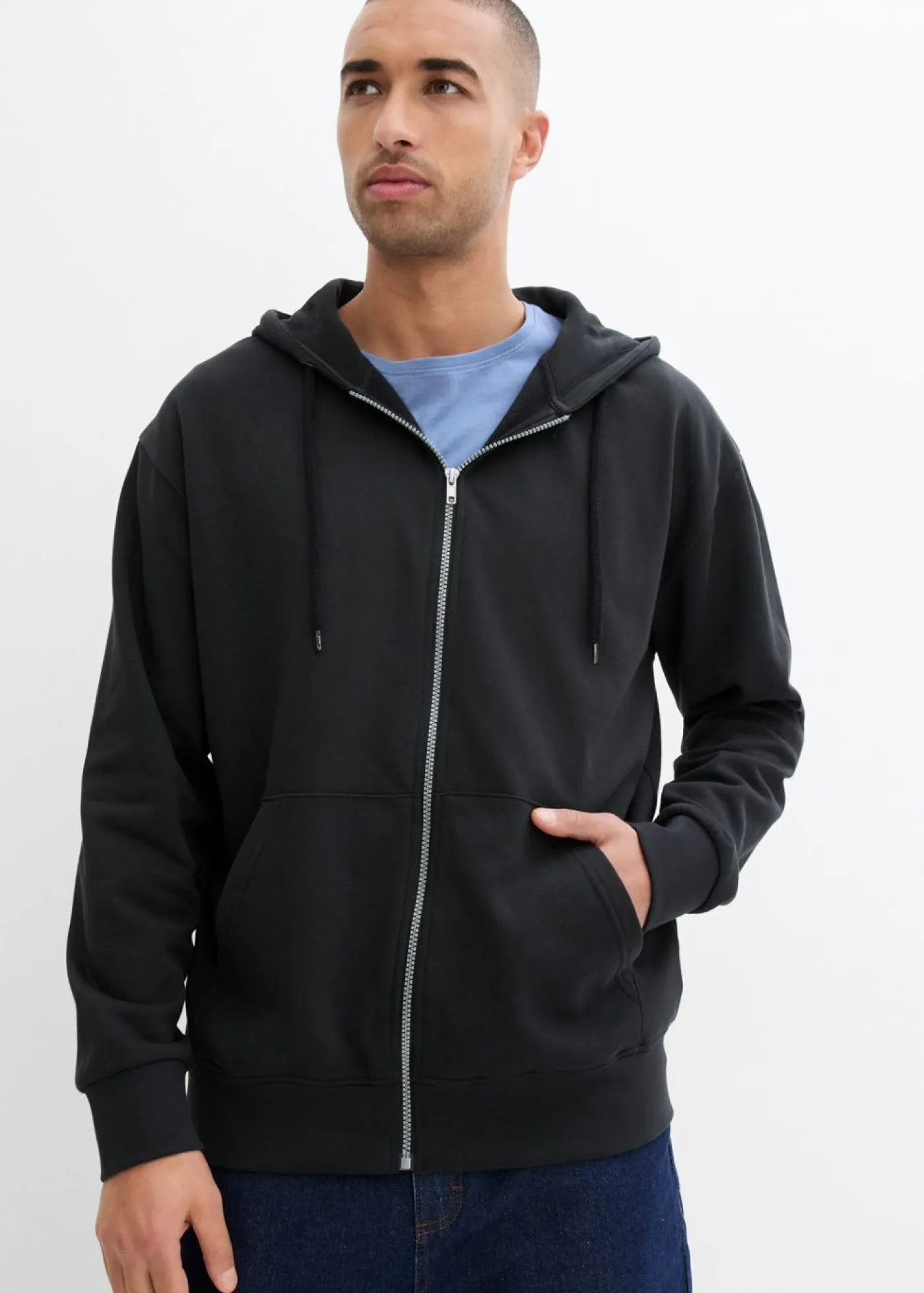 bonprix bonprix Básicos En Rebajas|Chándals>Sudadera con capucha de algodón orgánico puro, loose fit Negro