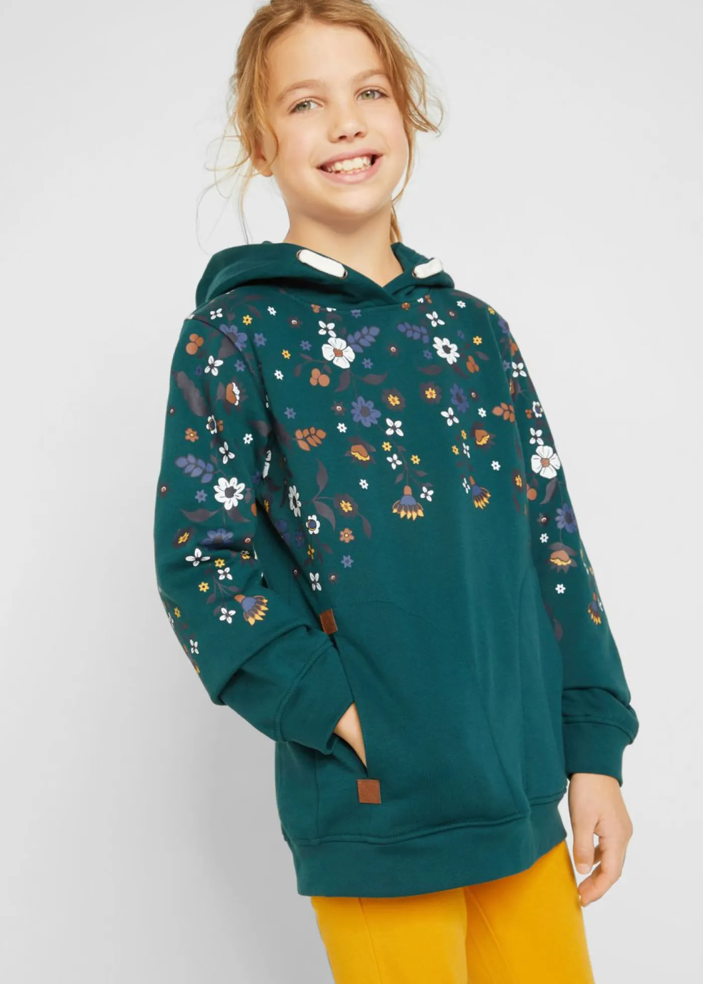 bonprix bonprix Ropa 9 A 16 Años·Sudaderas Y Jerséis>Sudadera con capucha de algodón orgánico Verde petróleo