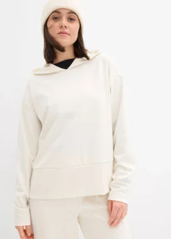 bonprix bonprix Ropa Cómoda>Sudadera con capucha de cómodo tejido Punto di Roma blanco perla