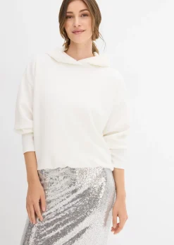 Mujer bonprix bonprix Sudadera con capucha de mezcla de viscosa ligeramente brillante