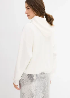 Mujer bonprix bonprix Sudadera con capucha de mezcla de viscosa ligeramente brillante