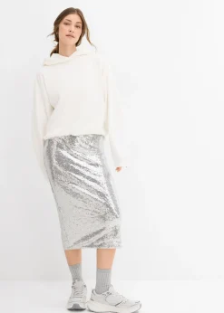 Mujer bonprix bonprix Sudadera con capucha de mezcla de viscosa ligeramente brillante