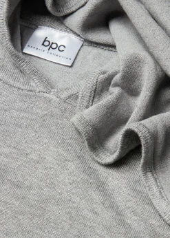 bonprix bonprix Jerséis|Ropa De Punto>Sudadera con capucha de punto y bolsillo canguro en mezcla de viscosa Gris claro jaspeado