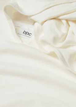 bonprix bonprix Jerséis|Ropa De Punto>Sudadera con capucha de punto y bolsillo canguro en mezcla de viscosa Blanco lana