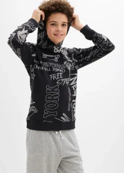 bonprix bonprix Ropa 9 A 16 Años·Sudaderas Y Jerséis>Sudadera con capucha en suave mezcla de algodón Negro