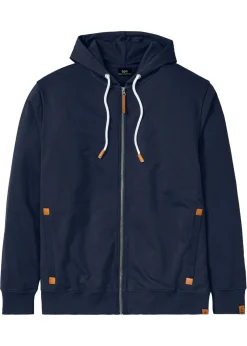 bonprix bonprix Chándals>Sudadera con capucha y detalles de piel sintética Azul marino