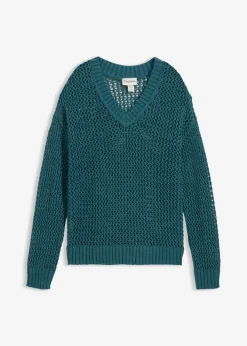 Mujer bonprix bonprix Sudadera de ajour de mezcla de lino ligero