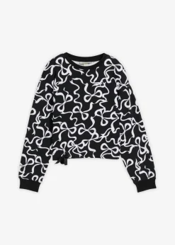 bonprix bonprix Ropa 9 A 16 Años·Sudaderas Y Jerséis>Sudadera de algodón orgánico puro Negro-blanco estampado