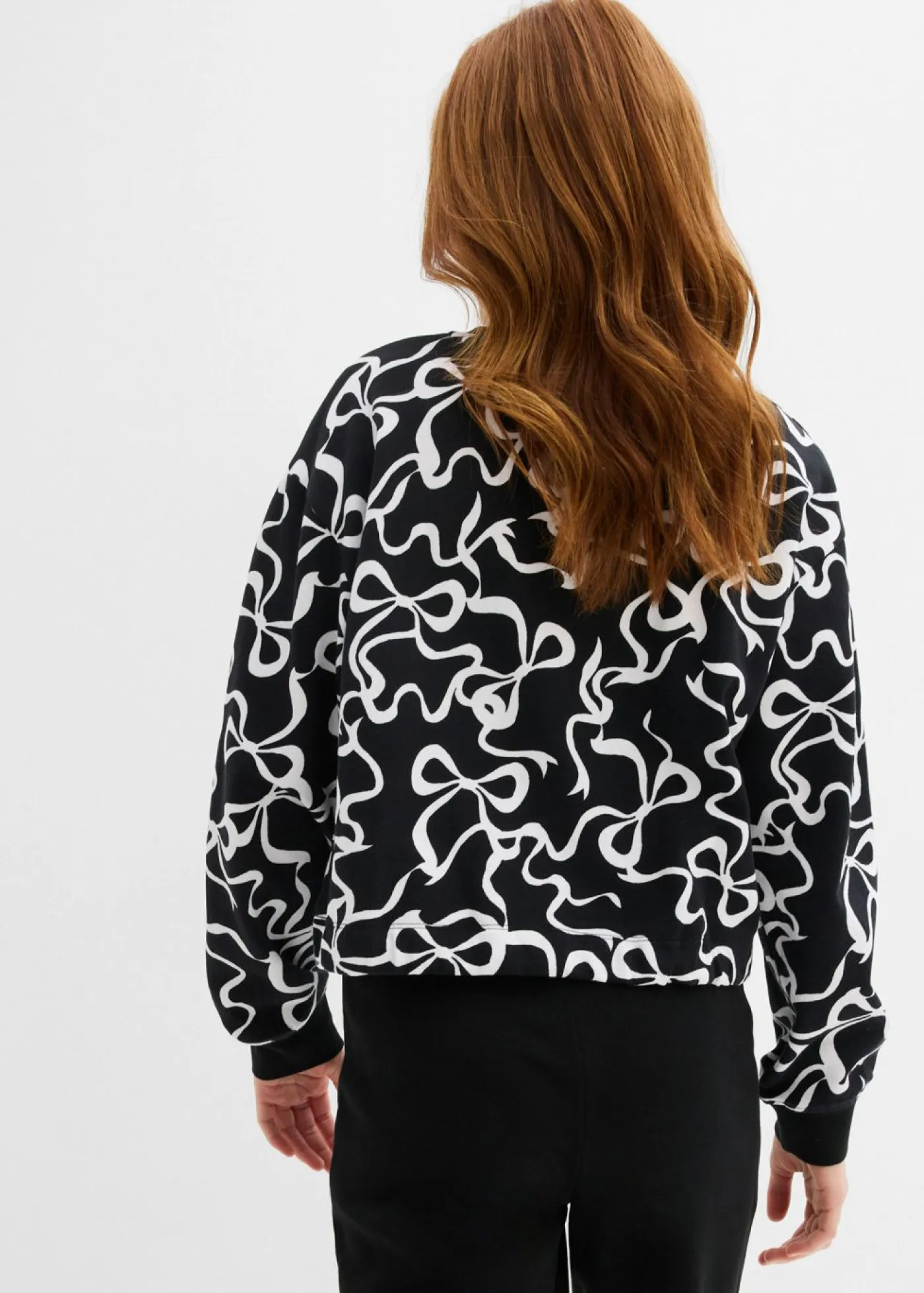 bonprix bonprix Ropa 9 A 16 Años·Sudaderas Y Jerséis>Sudadera de algodón orgánico puro Negro-blanco estampado