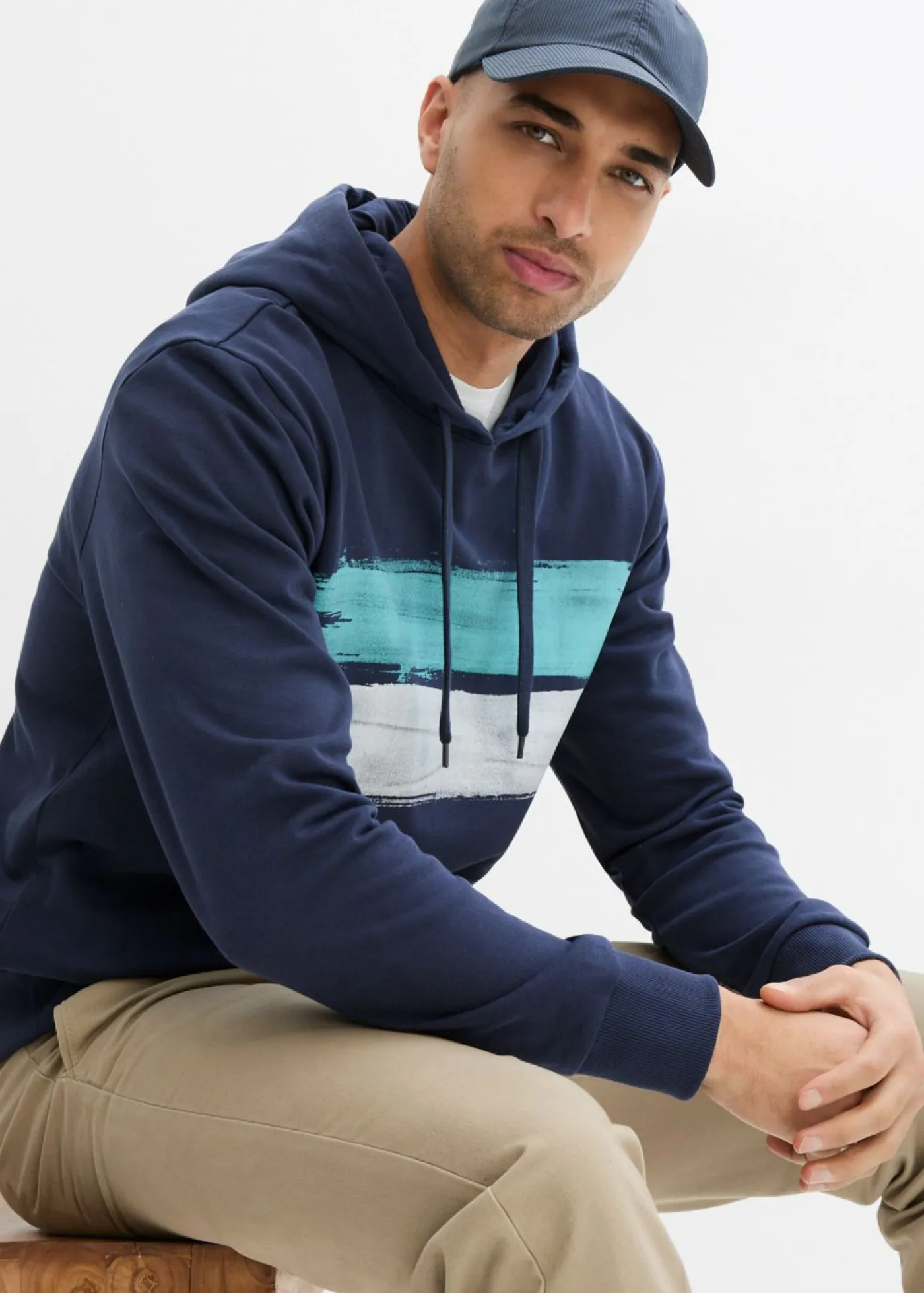 bonprix bonprix Chándals>Sudadera de algodón orgánico puro con capucha Azul marino
