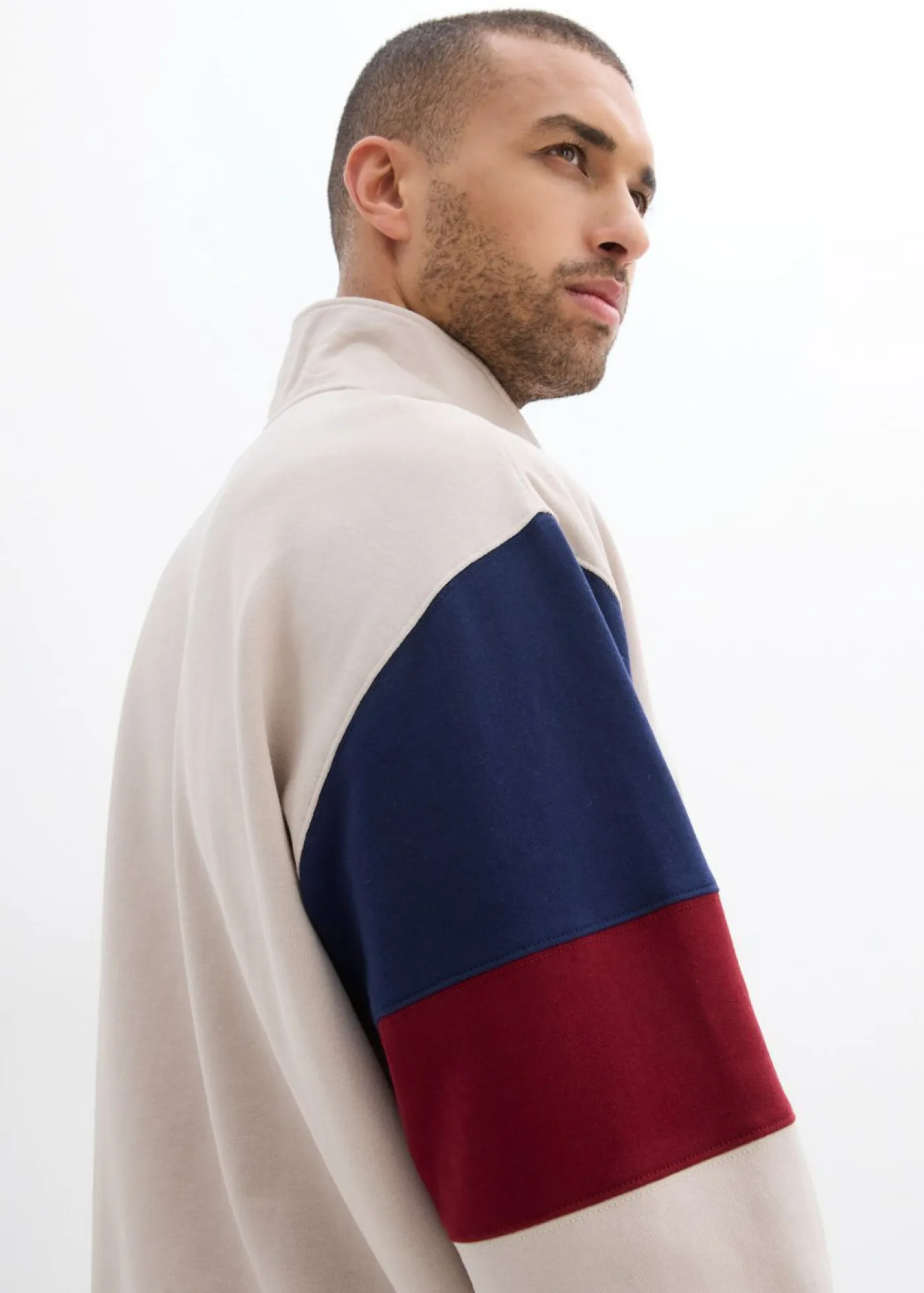 bonprix bonprix Chándals>Sudadera de algodón orgánico puro, loose fit Gris piedra estampado