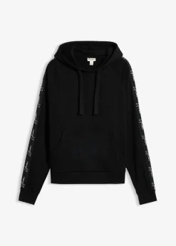bonprix bonprix Chándals>Sudadera de algodón orgánico puro con capucha y corte holgado Negro