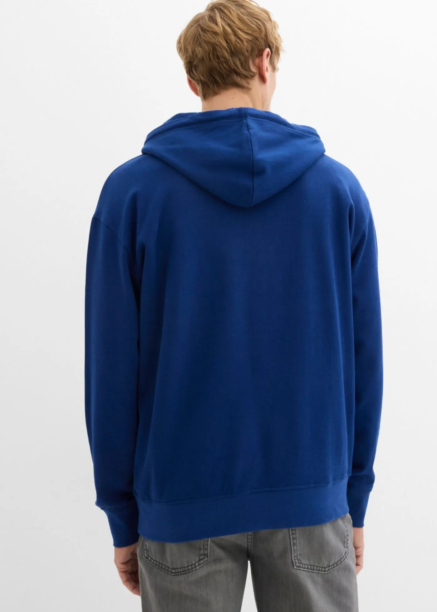 bonprix bonprix Básicos En Rebajas|Ropa Deportiva>Sudadera de algodón orgánico puro con capucha y corte holgado Azul marino profundo