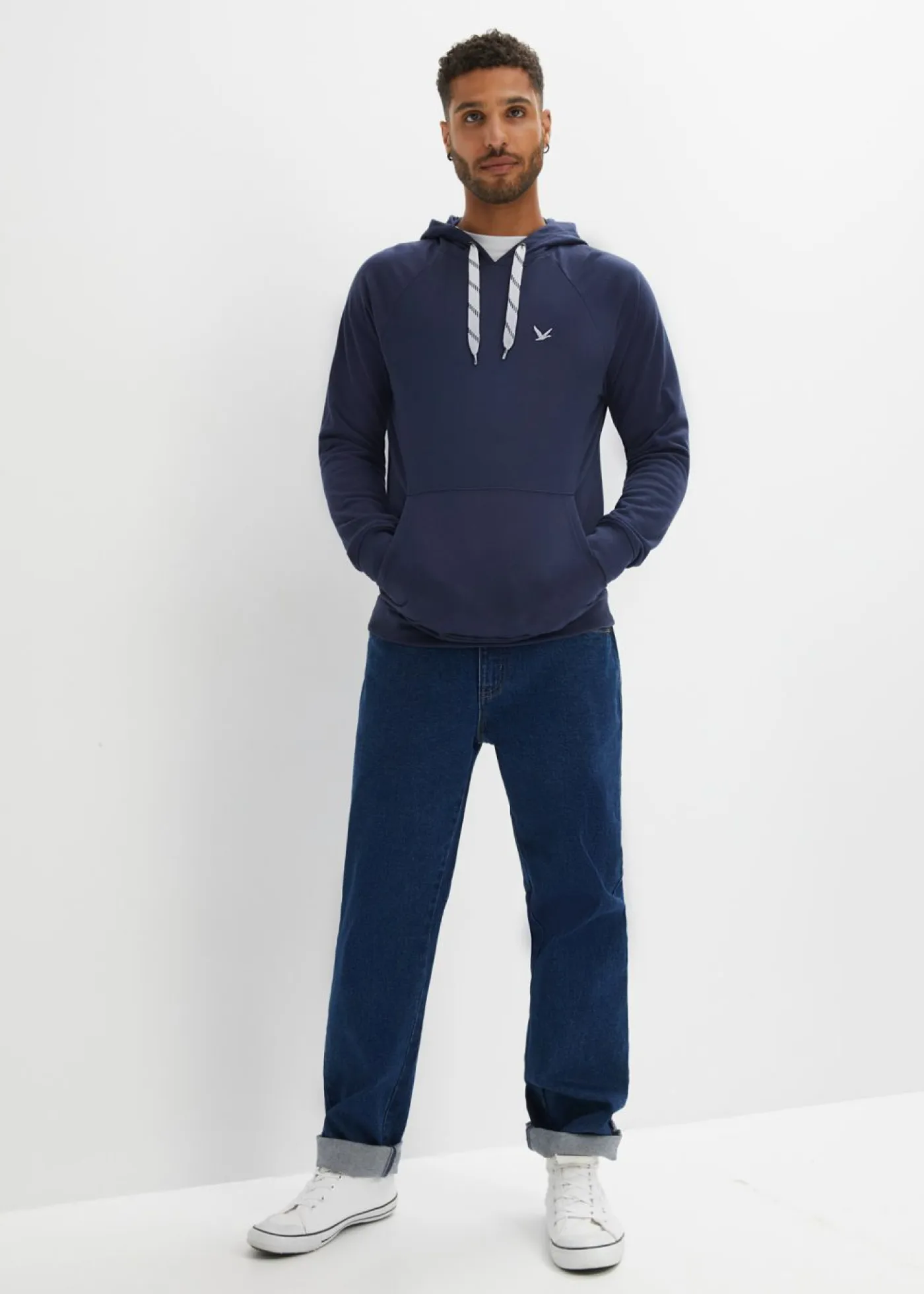 bonprix bonprix Básicos En Rebajas|Chándals>Sudadera de algodón orgánico puro con capucha Azul marino