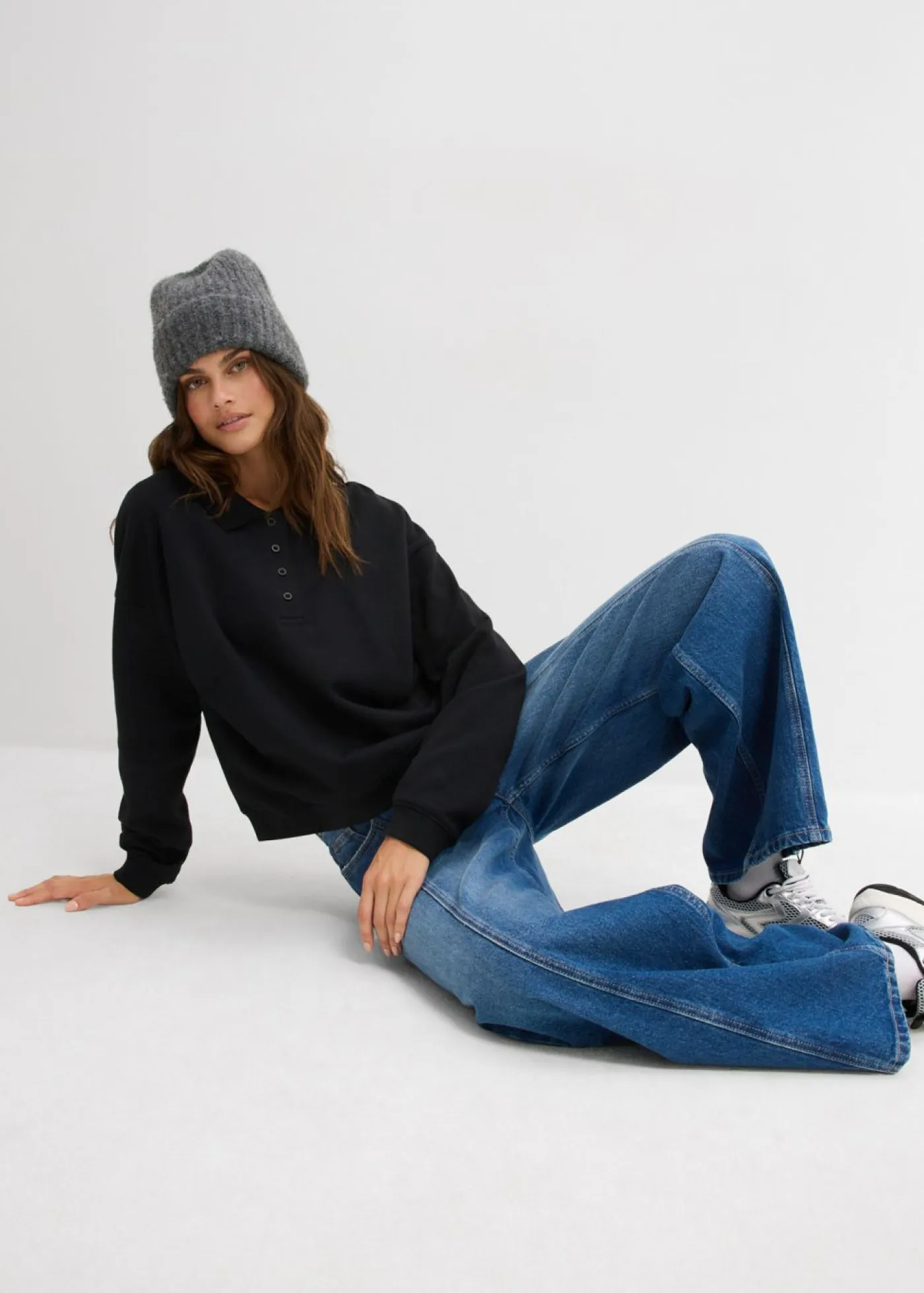 bonprix bonprix Básicos|Ropa Cómoda>Sudadera de algodón orgánico puro Negro