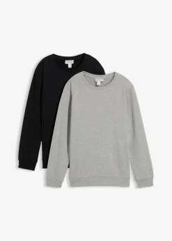 bonprix bonprix Ropa 9 A 16 Años·Sudaderas Y Jerséis|Ropa 9 A 16 Años·Packs De Ropa>Sudadera de algodón orgánico (2 unidades) Negro+gris claro jaspeado