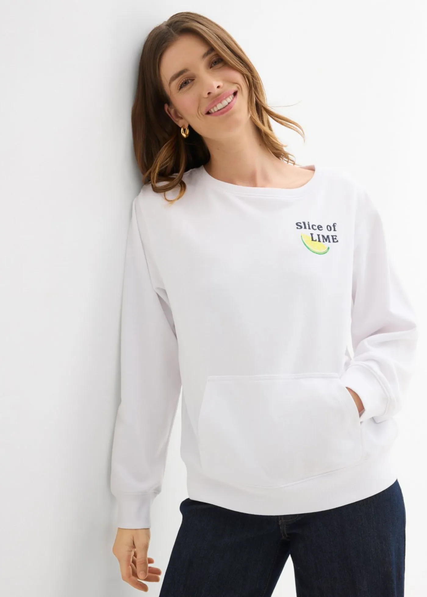 bonprix bonprix Ropa Cómoda|Novedades>Sudadera de algodón puro Blanco