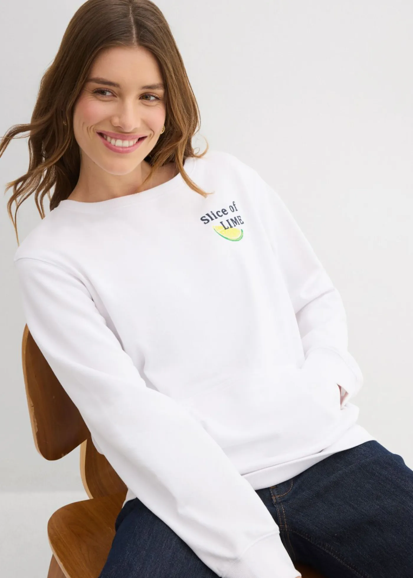 bonprix bonprix Ropa Cómoda|Novedades>Sudadera de algodón puro Blanco