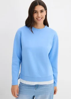 bonprix bonprix Ropa Cómoda|Novedades>Sudadera de algodón puro azul provenzal-blanco lana