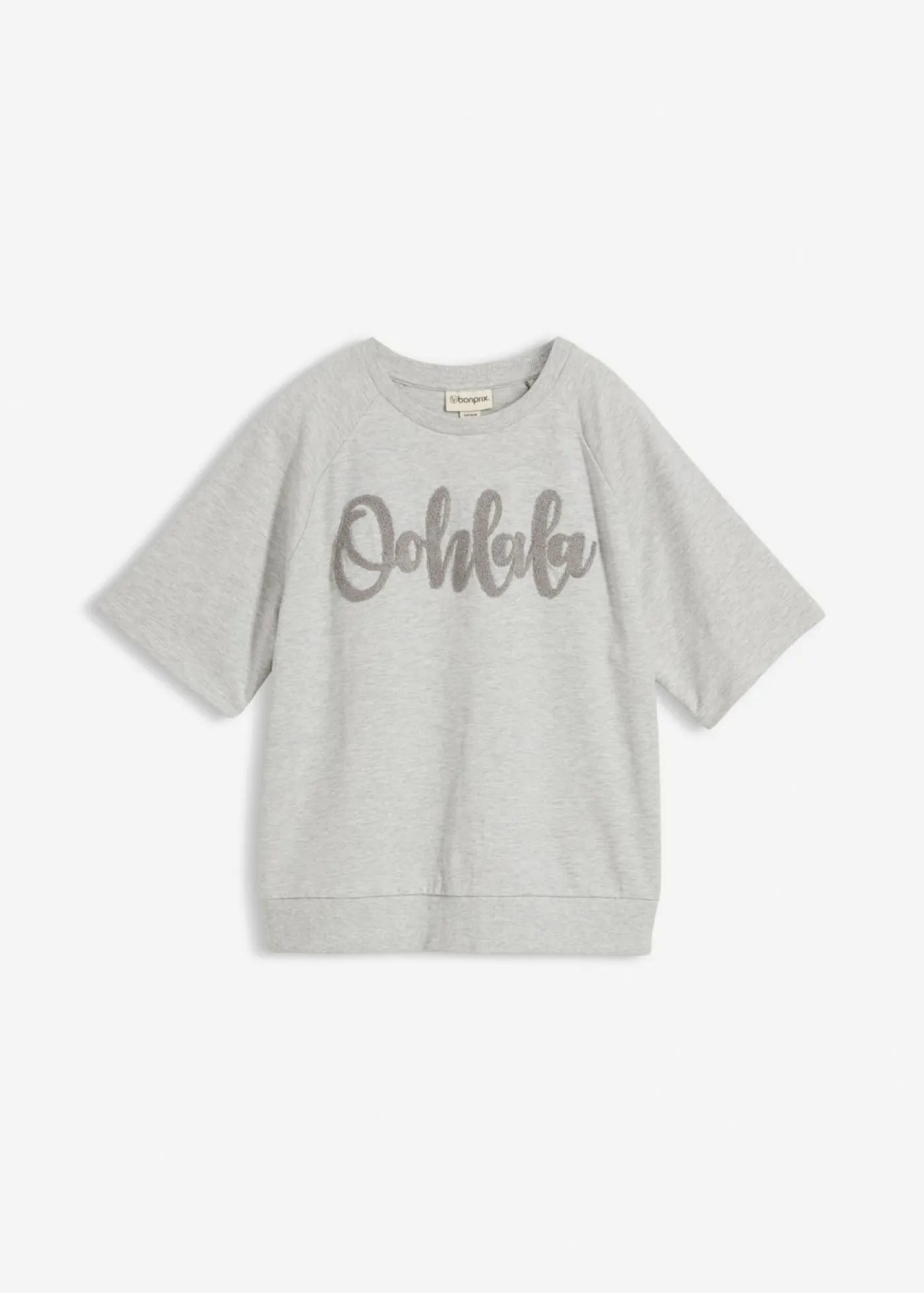 bonprix bonprix Ropa Cómoda|Novedades>Sudadera de mezcla de algodón Gris claro jaspeado-gris