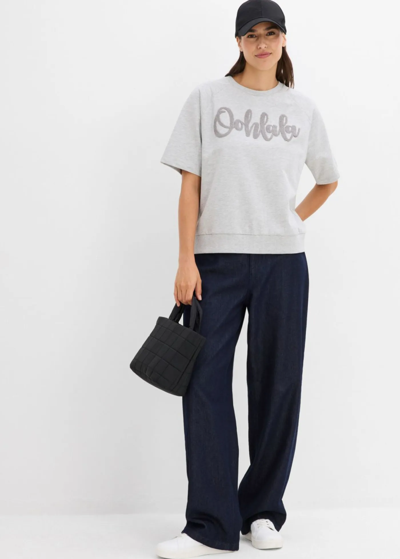 bonprix bonprix Ropa Cómoda|Novedades>Sudadera de mezcla de algodón Gris claro jaspeado-gris