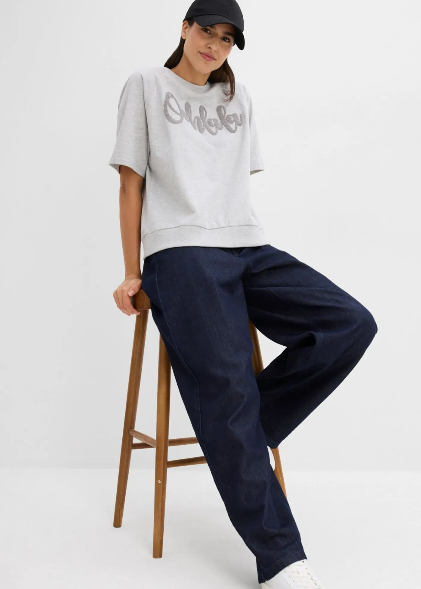 bonprix bonprix Ropa Cómoda|Novedades>Sudadera de mezcla de algodón Gris claro jaspeado-gris