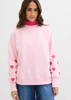 bonprix bonprix Ropa Cómoda>Sudadera de mezcla de algodón rosa cristal-fresa