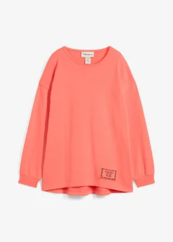 bonprix bonprix Ropa Cómoda>Sudadera de mezcla de algodón con bajo asimétrico Salmón claro