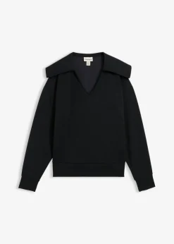 bonprix bonprix Esenciales>Sudadera de mezcla de viscosa con cuello ancho Negro