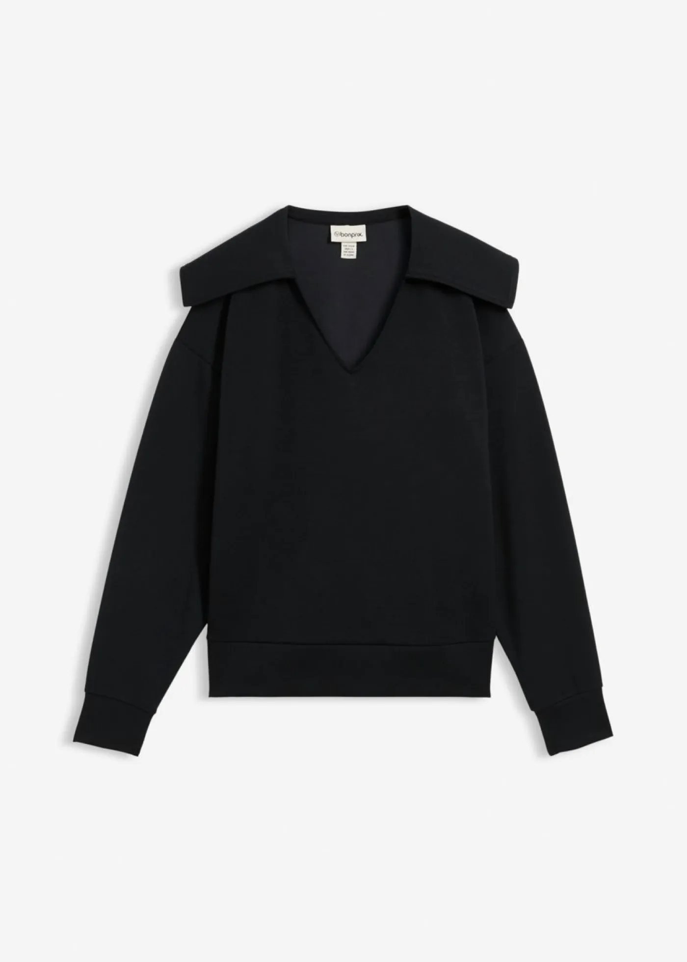 bonprix bonprix Esenciales>Sudadera de mezcla de viscosa con cuello ancho Negro