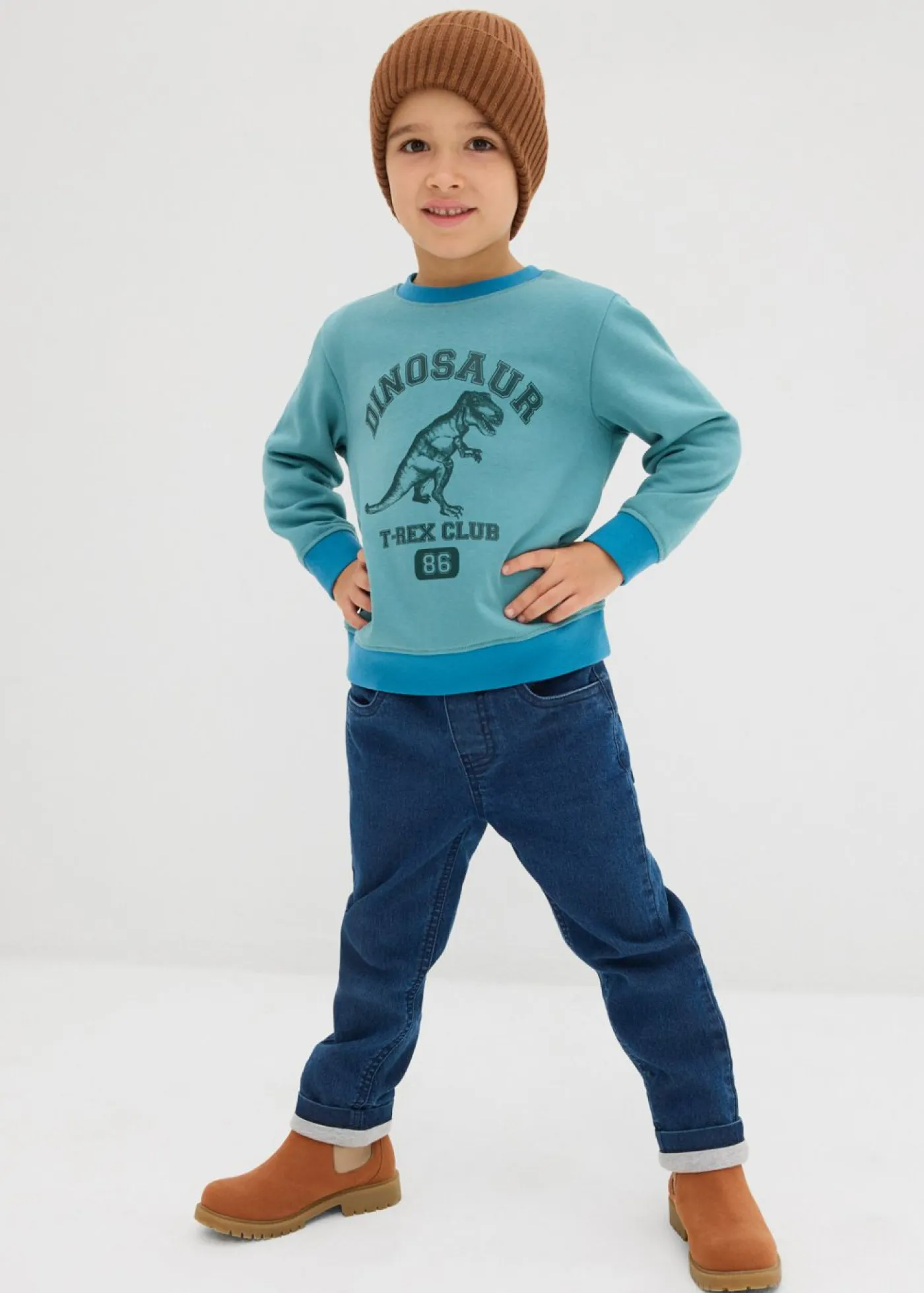 bonprix bonprix Ropa 2 A 9 Años·Sudaderas Y Jerséis>Sudadera en mezcla suave de algodón turquesa cobalto mate-verde mar