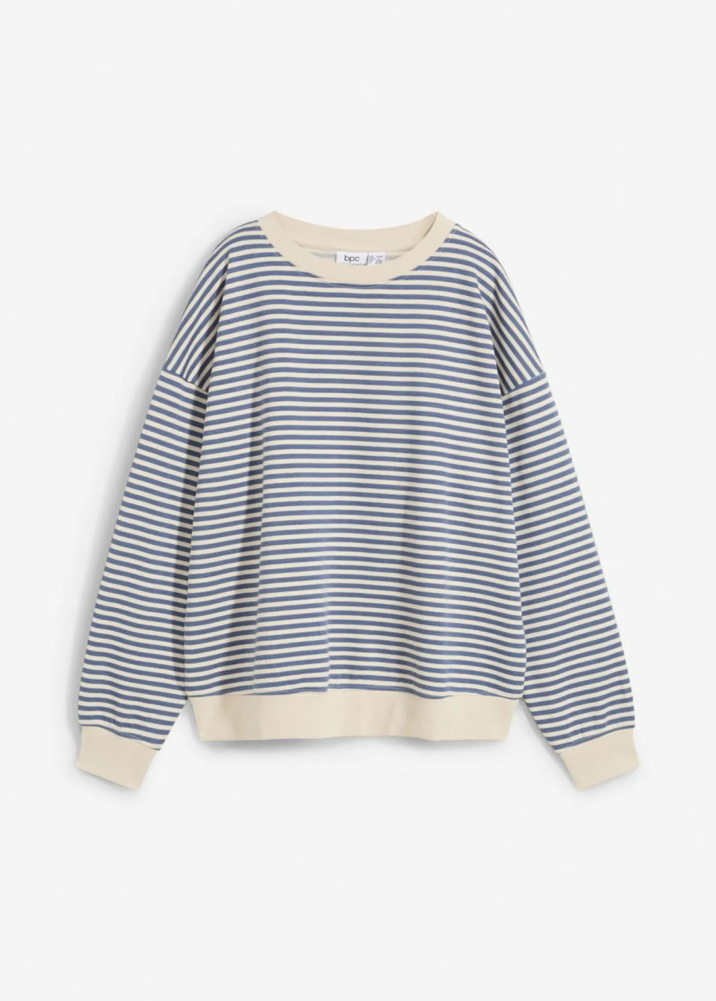 bonprix bonprix Básicos|Ropa Cómoda>Sudadera holgada Denim-blanco lana de rayas