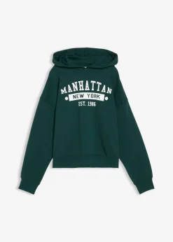 bonprix bonprix Ropa Cómoda>Sudadera holgada de algodón puro con capucha Verde intenso