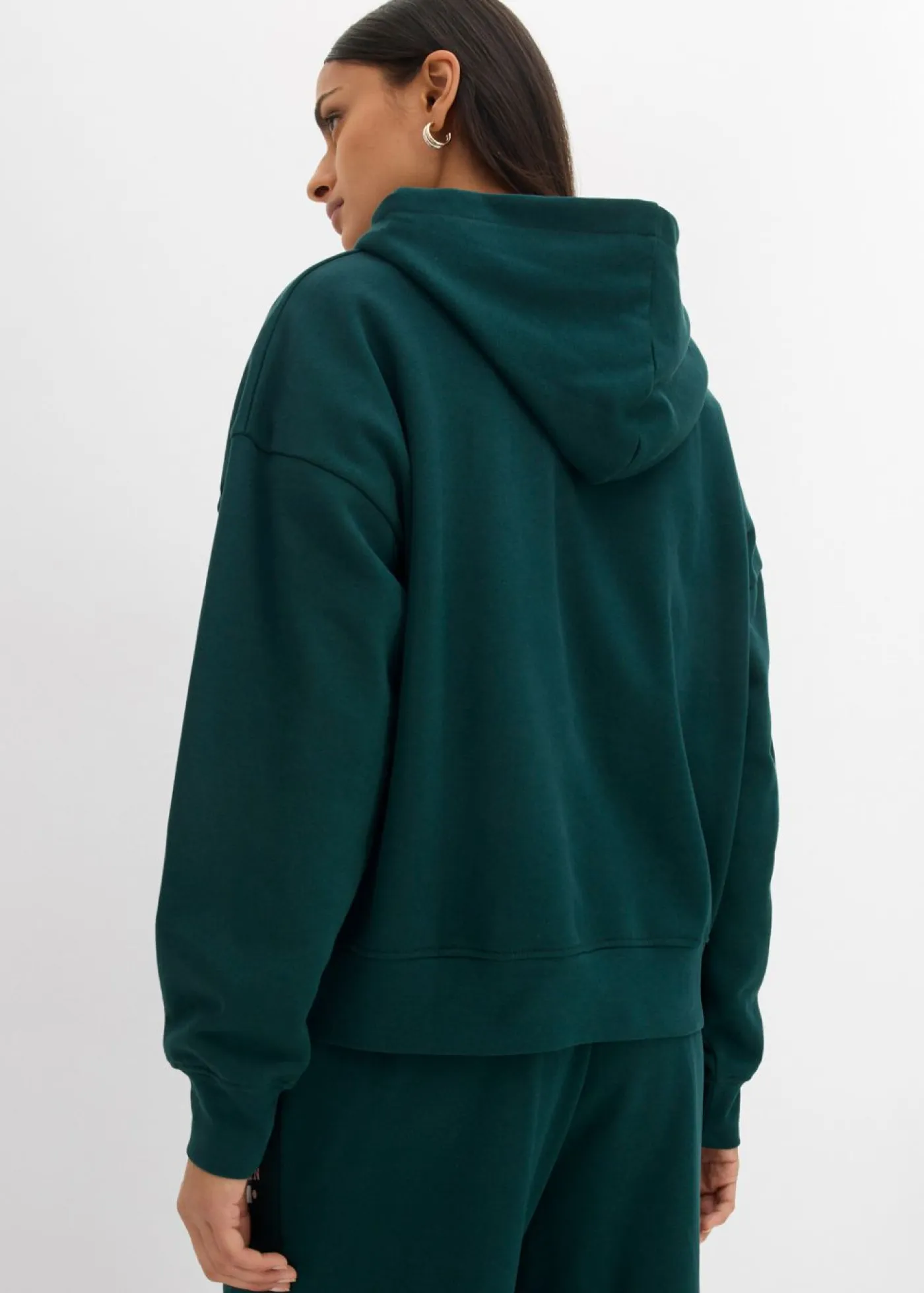 bonprix bonprix Ropa Cómoda>Sudadera holgada de algodón puro con capucha Verde intenso