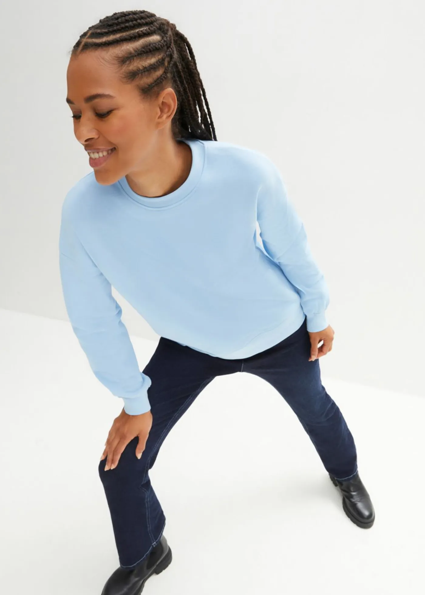 bonprix bonprix Básicos|Ropa Cómoda>Sudadera holgada de algodón puro Azul claro