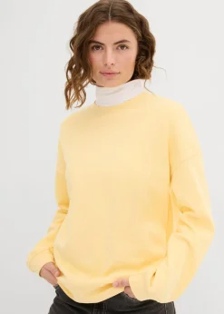 bonprix bonprix Básicos|Ropa Cómoda>Sudadera holgada de algodón puro Amarillo crema