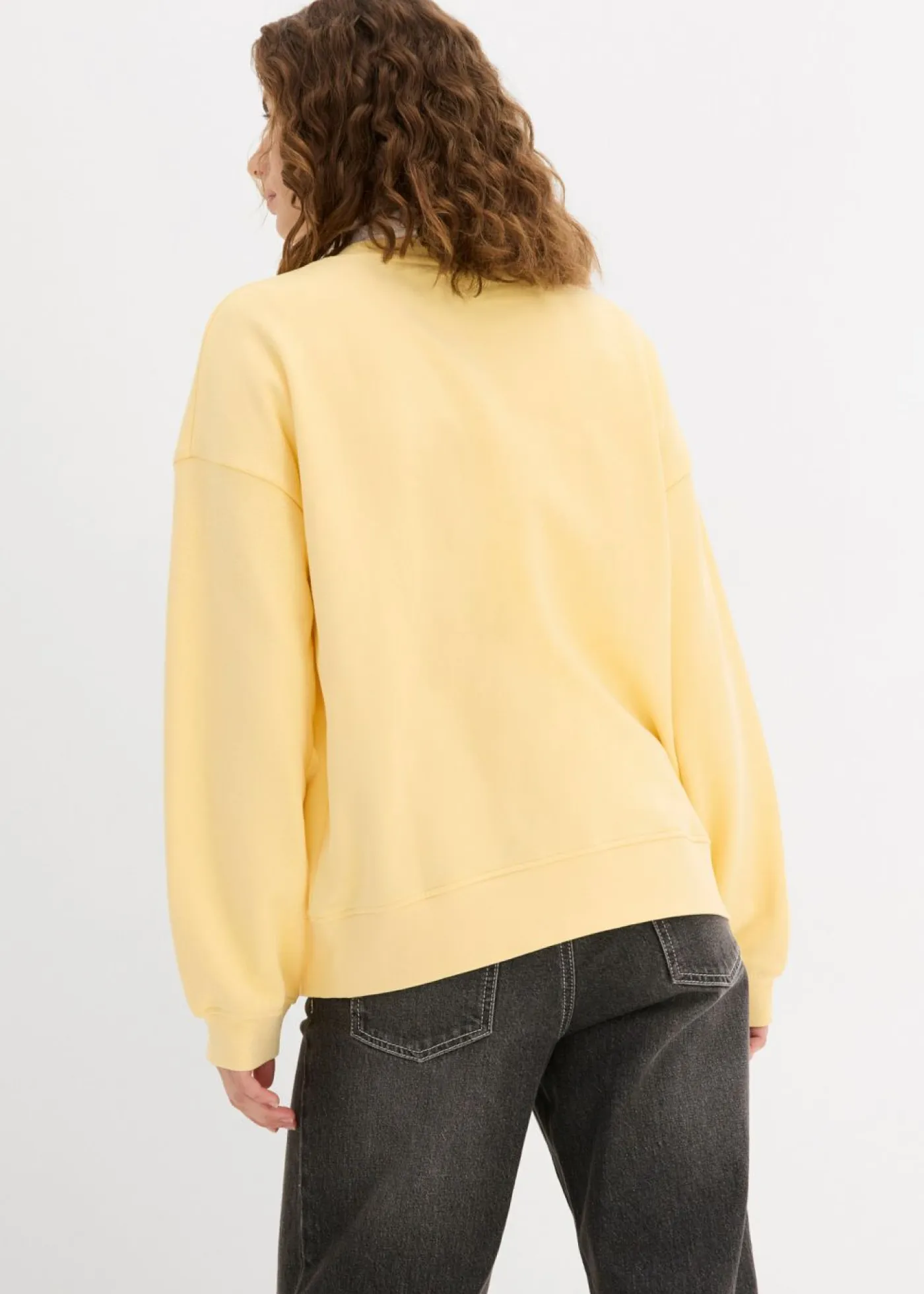 bonprix bonprix Básicos|Ropa Cómoda>Sudadera holgada de algodón puro Amarillo crema