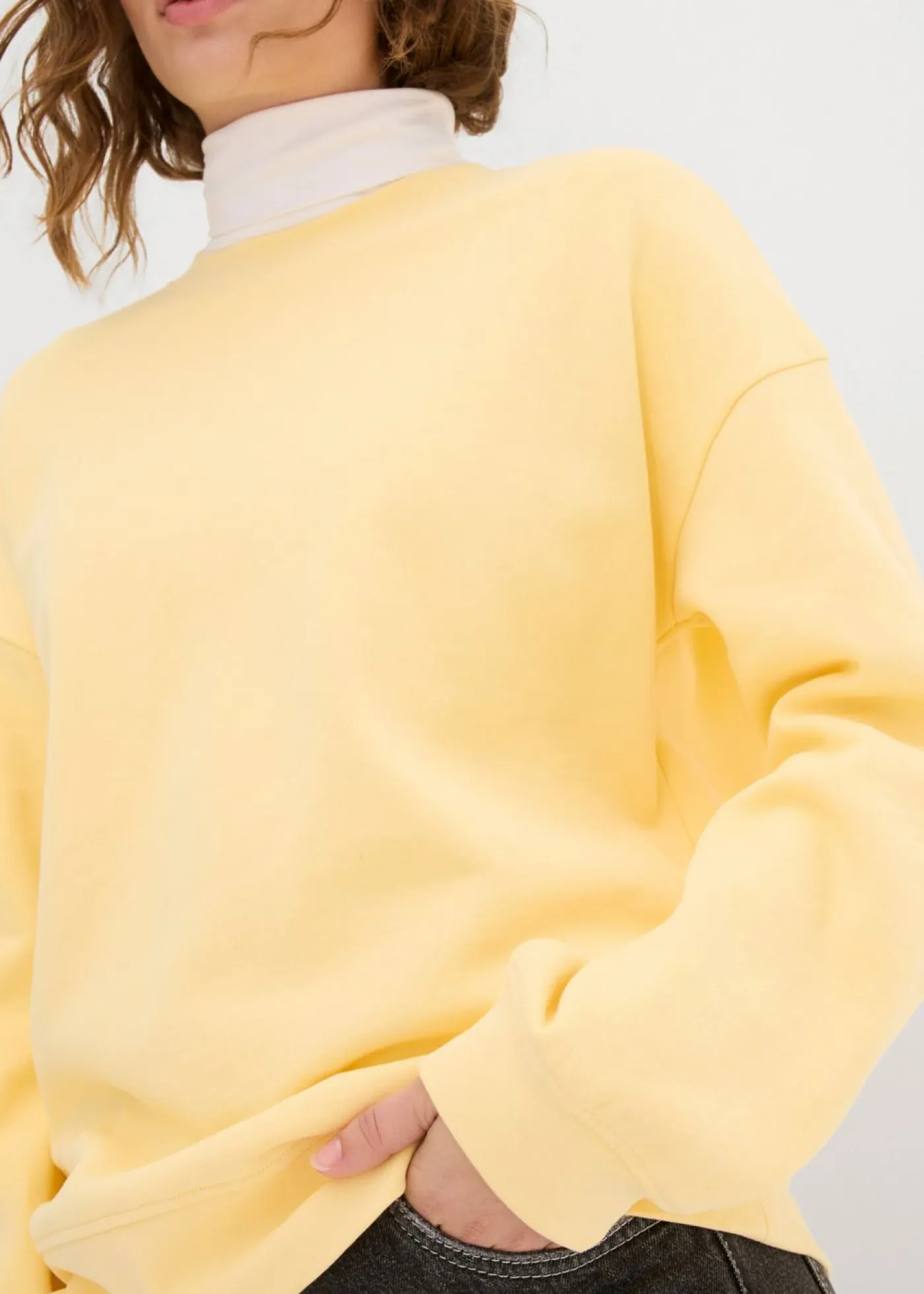 bonprix bonprix Básicos|Ropa Cómoda>Sudadera holgada de algodón puro Amarillo crema