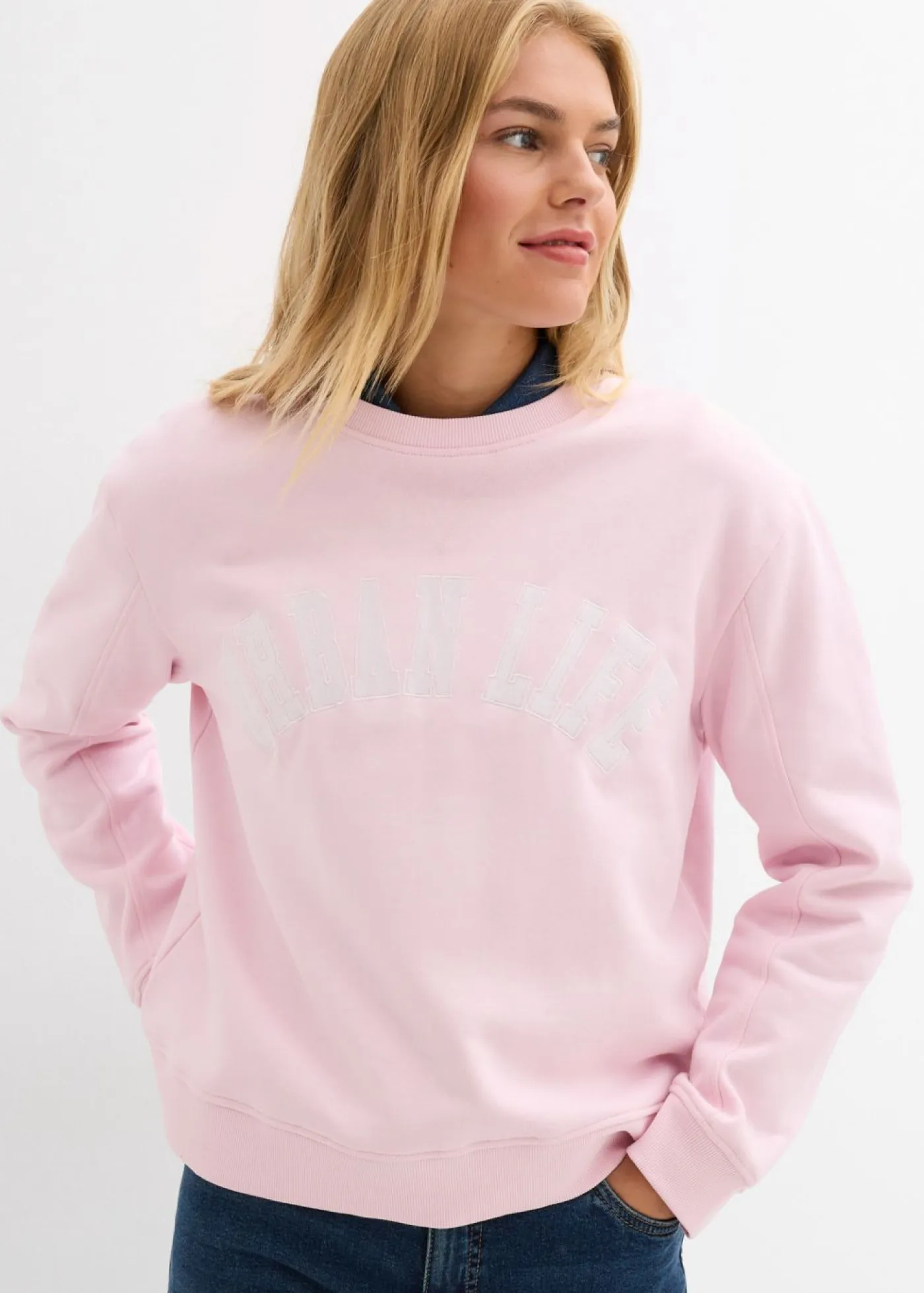 bonprix bonprix Ropa Cómoda>Sudadera holgada de algodón puro rosa cristal