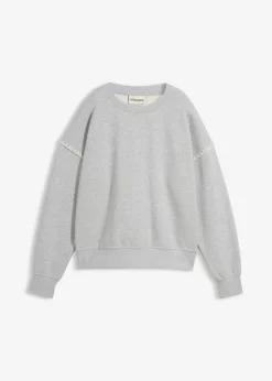 bonprix bonprix Ropa Cómoda>Sudadera holgada en mezcla de algodón Gris claro jaspeado