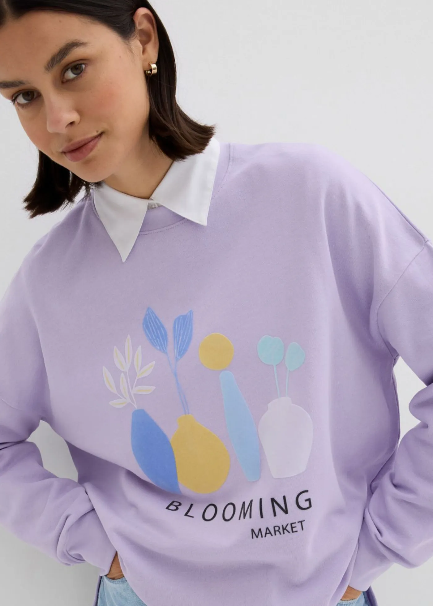 Mujer bonprix bonprix Sudadera holgada en mezcla de algodón