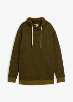 bonprix bonprix Ropa Cómoda>Sudadera larga Verde oliva jaspeado