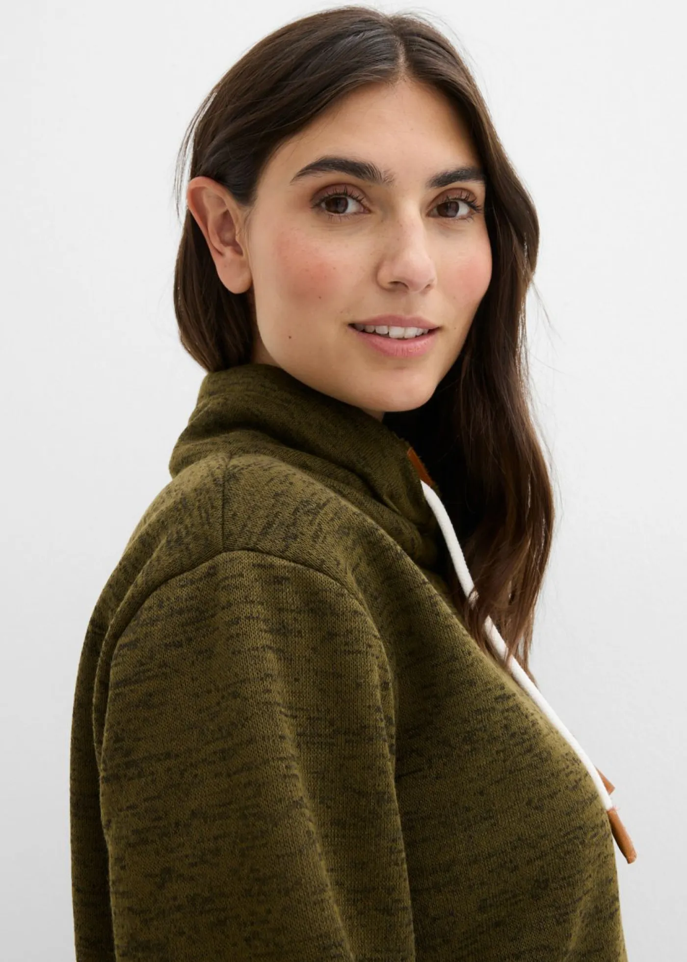 bonprix bonprix Ropa Cómoda>Sudadera larga Verde oliva jaspeado