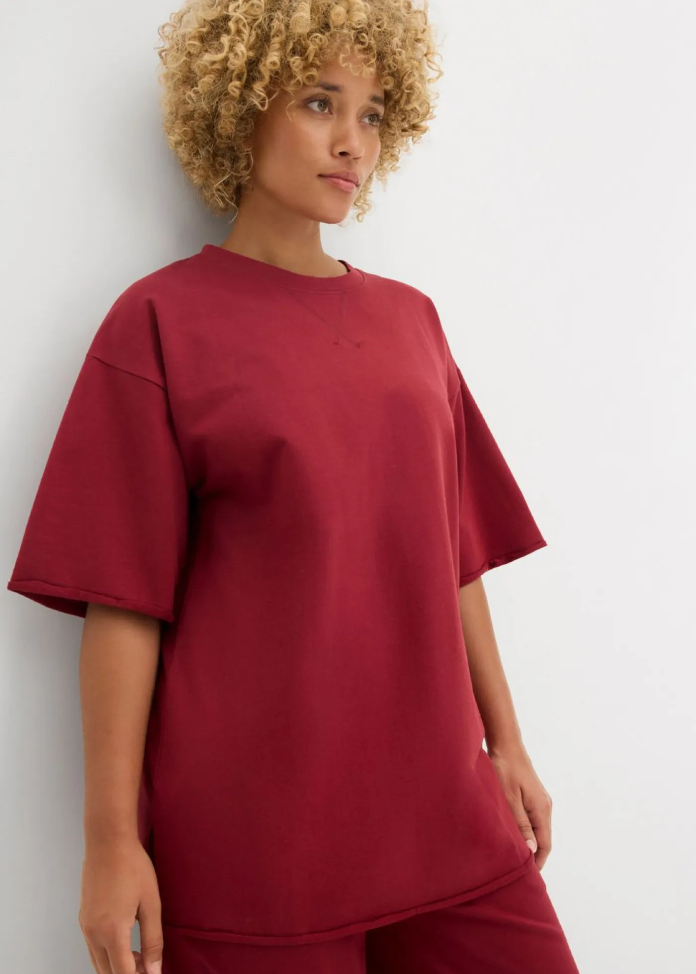 bonprix bonprix Ropa Cómoda>Sudadera larga de algodón puro Rojo