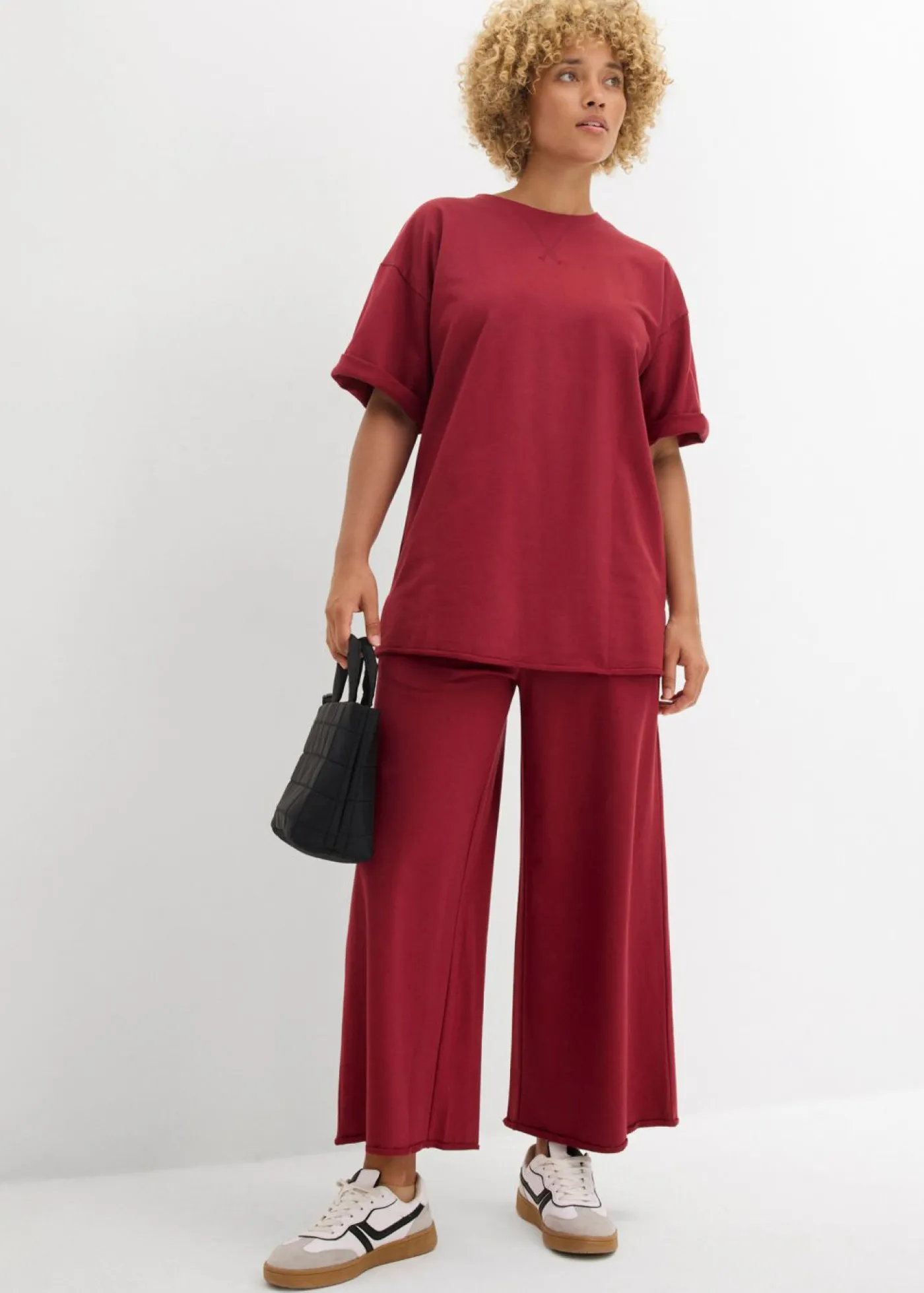 bonprix bonprix Ropa Cómoda>Sudadera larga de algodón puro Rojo