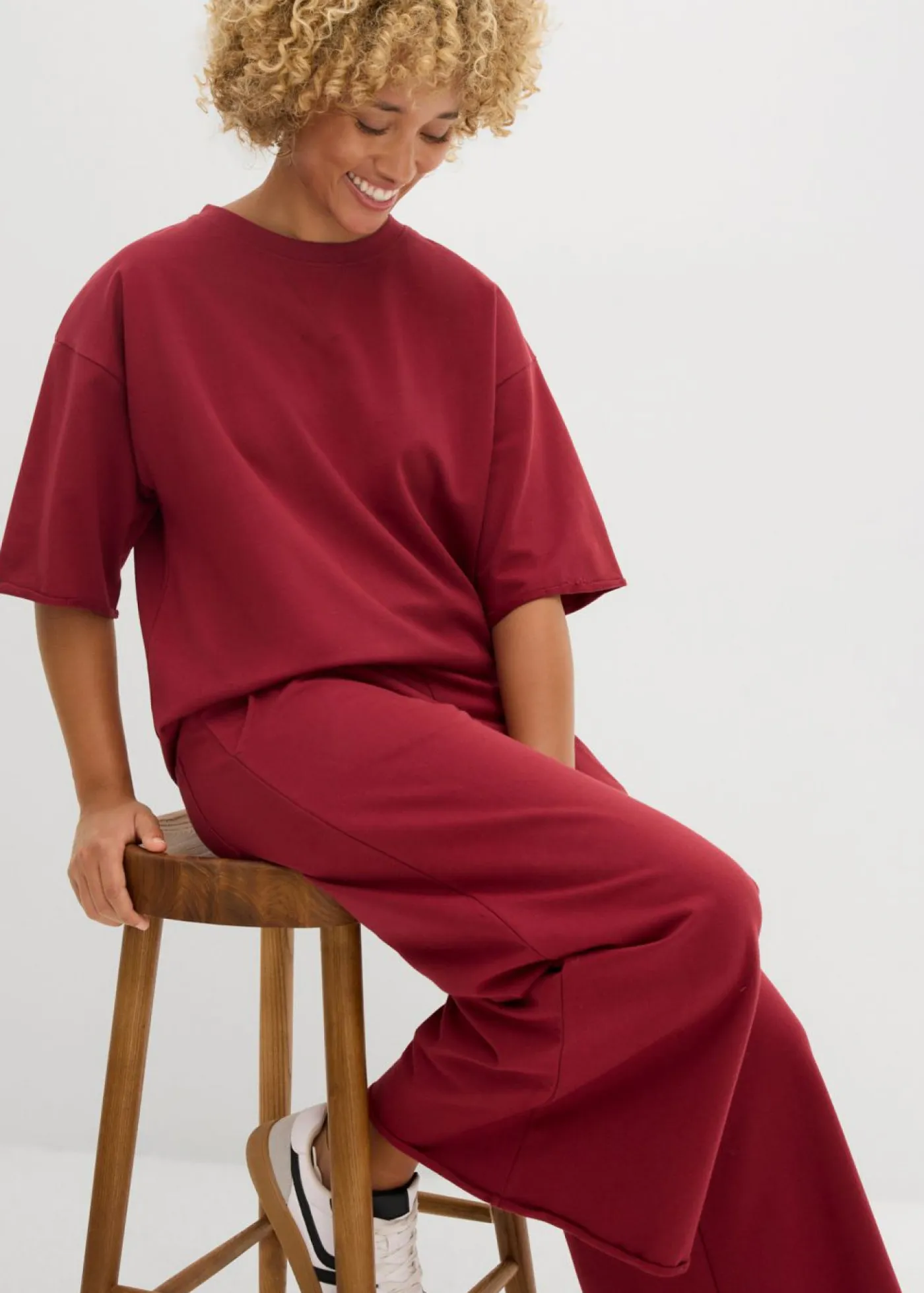 bonprix bonprix Ropa Cómoda>Sudadera larga de algodón puro Rojo