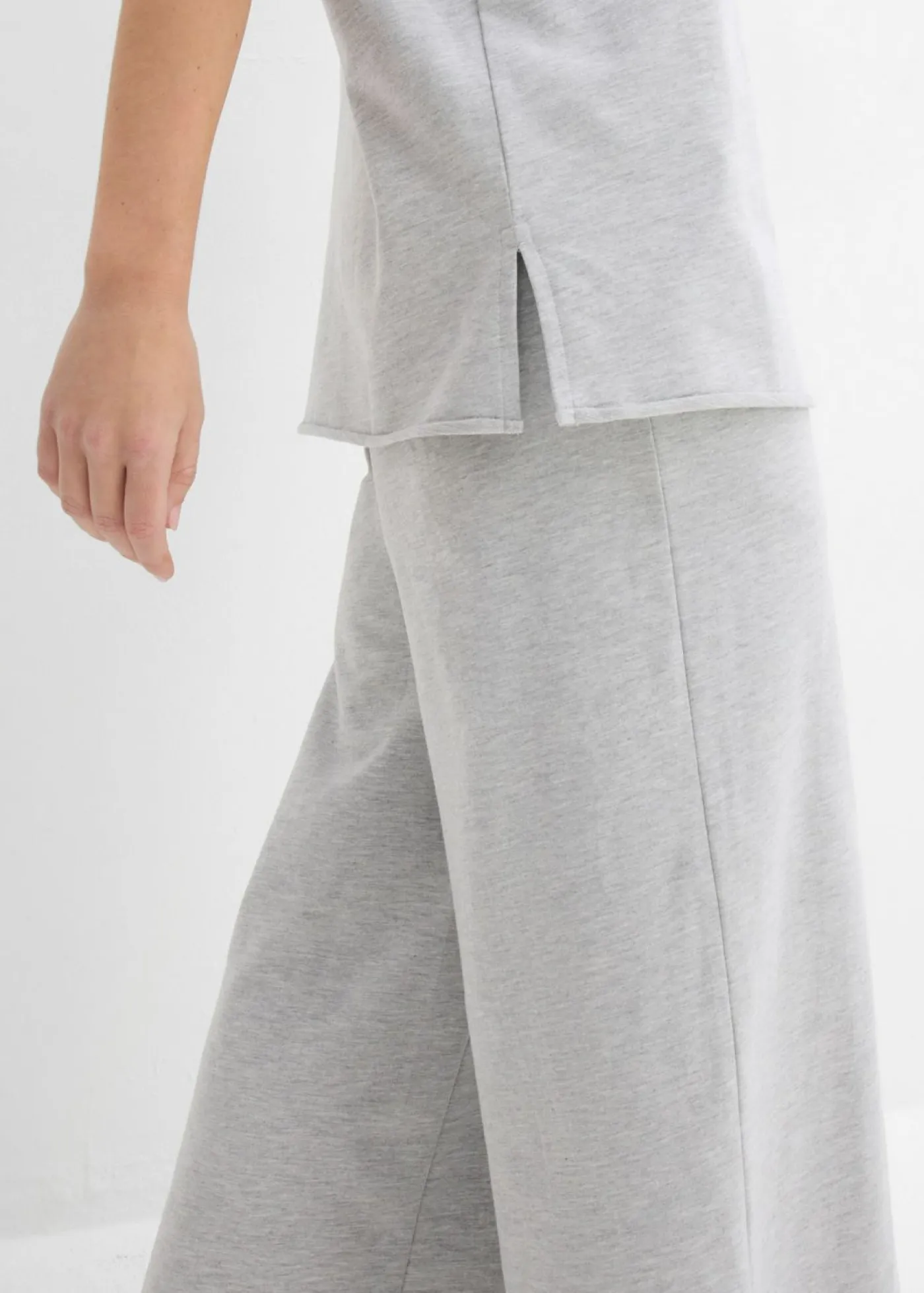 bonprix bonprix Ropa Cómoda>Sudadera larga de algodón puro Gris claro jaspeado